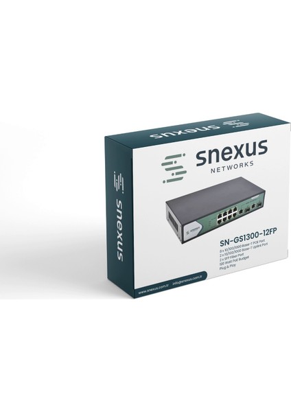 SN-GS1300-12FP 12 Port Gigabit Poe Switch 8 x 10/100/1000M Poe + 2 x 10/100/1000M RJ45 Uplink + 2 x Sfp Fiber (120 Watt Poe) Switch