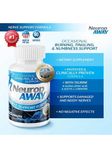 Dietary Supplement Neurop Away Nerve Support Formula 60 Kapsül