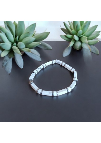Havlit Bileklik Hematit Bileklik Doğal Taş Bileklik Beyaz Gri Bileklik