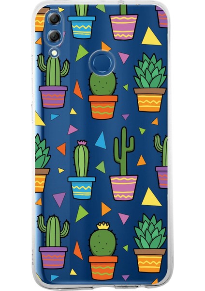 Huawei Honor 8x ile Uyumlu 1mm Slim Fit Water Color 4 Baskılı Şeffaf Kılıf