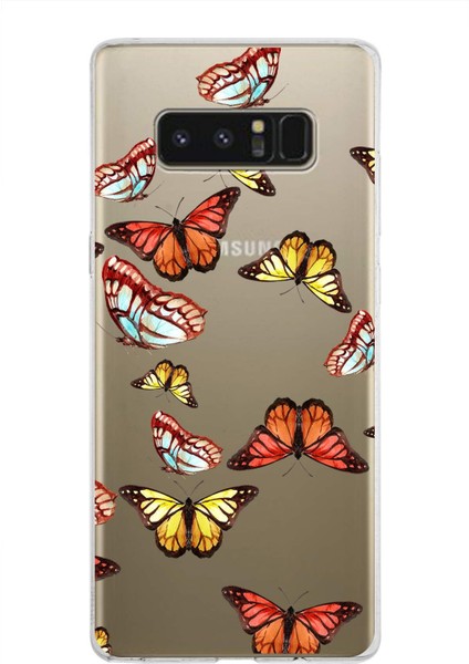 Samsung Galaxy Note 8 ile Uyumlu 1mm Slim Fit Water Color 2 Baskılı Şeffaf Kılıf