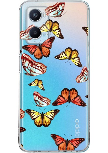 Oppo A96 ile Uyumlu 1mm Slim Fit Water Color 2 Baskılı Şeffaf Kılıf
