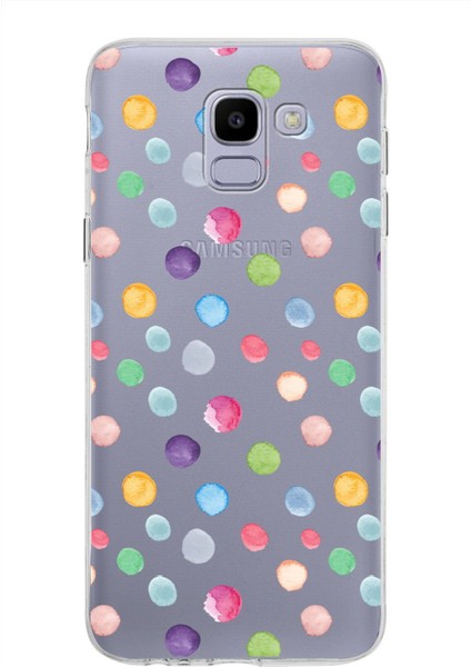Samsung Galaxy J6 2018 ile Uyumlu 1mm Slim Fit Water Color 6 Baskılı Şeffaf Kılıf