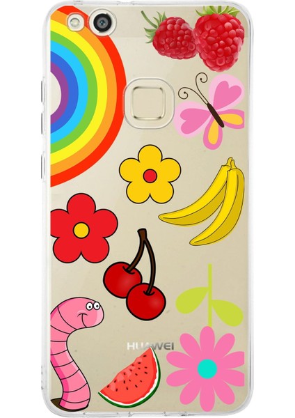 Huawei P10 Lite ile Uyumlu 1mm Slim Fit Water Color 5 Baskılı Şeffaf Kılıf