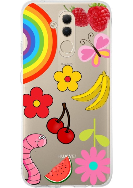 Huawei Mate 20 Lite ile Uyumlu 1mm Slim Fit Water Color 5 Baskılı Şeffaf Kılıf