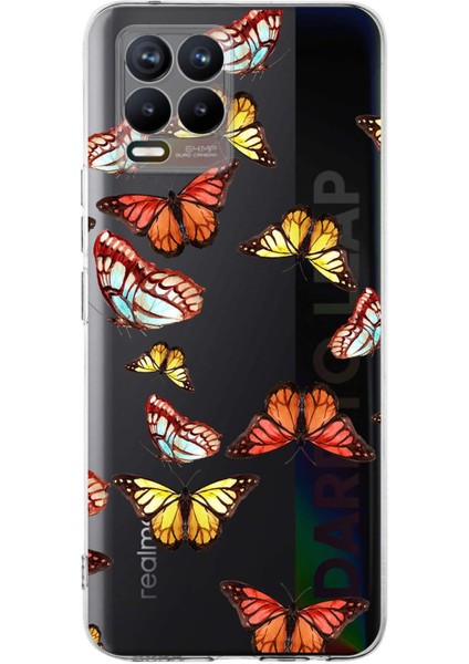 Realme 8 ile Uyumlu 1mm Slim Fit Water Color 2 Baskılı Şeffaf Kılıf