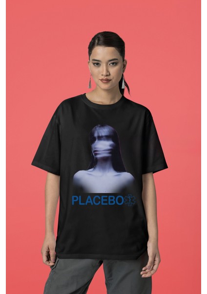 Placebo Baskılı Kadın Oversize Pamuklu Tshirt