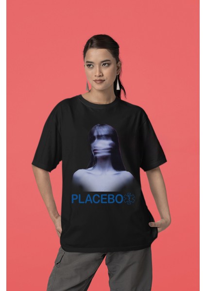 Placebo Baskılı Kadın Oversize Pamuklu Tshirt