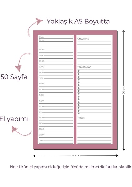 Günlük Masaüstü Planlayıcı - Pembe modelleri