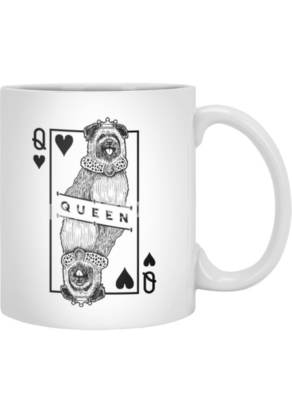 Pyrenean Shepherd Queen Of Hearts Funny Sheepdog Lover Beyaz Kupa