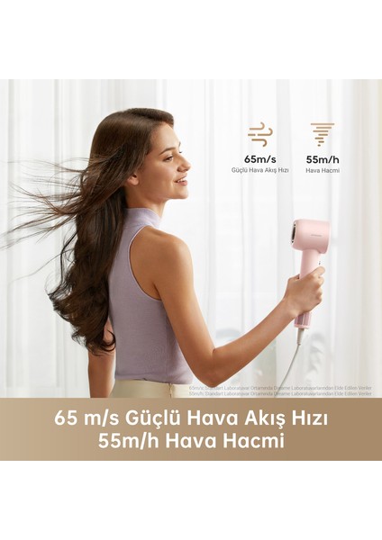 Gleam Saç Kurutma Makinesi Pembe, Hızlı Saç Kurutma, Hafif Tasarım, 0.73lbs, Pürüzsüz Saçlar için 200 Milyon Negatif İyon, Sıcaklık ve Hava Akışı Kontrolü, Portatif