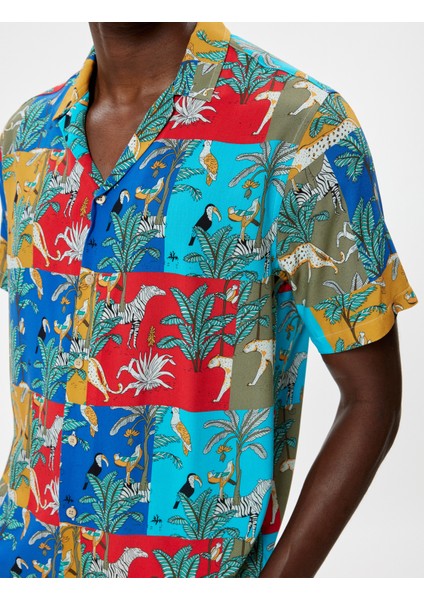 Desenli Gömlek Kısa Kollu Çok Renkli Düğmeli indirimleri