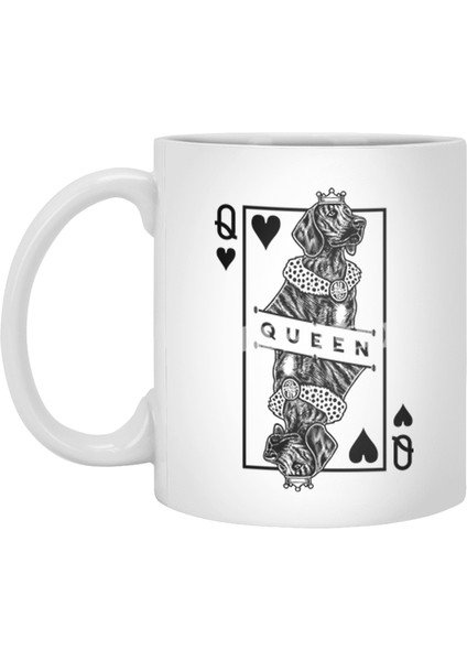 Plott Hound Queen Of Hearts Funny Dog Lover Pop Art Beyaz Kupa
