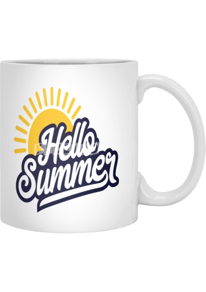 Hello Summer Typographic Line Beyaz Kupa