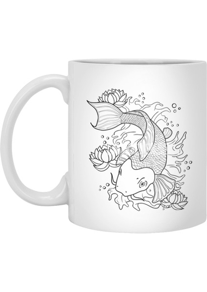Koi Fish Line Beyaz Kupa
