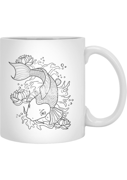 Koi Fish Line Beyaz Kupa