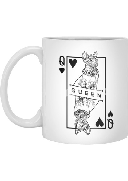 Sphynx Cat Lover Queen Of Hearts Funny Pop Art Beyaz Kupa