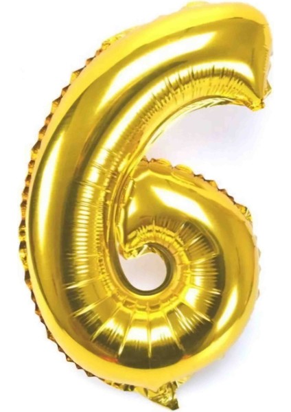 6 Rakam Gold Balon 16 Inç 36 cm