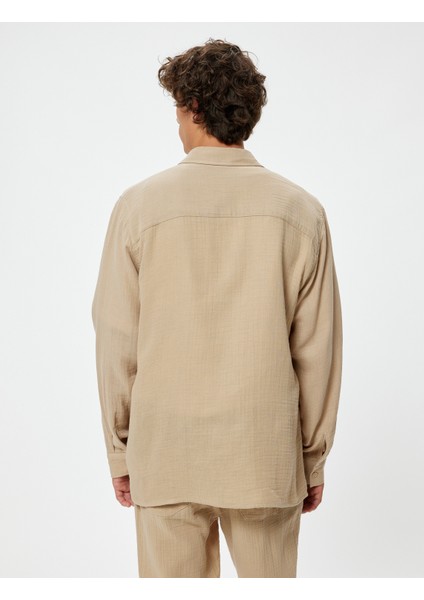 Uzun Kollu Gömlek Müslin Kapaklı Cep Detaylı Pamuklu fırsatları