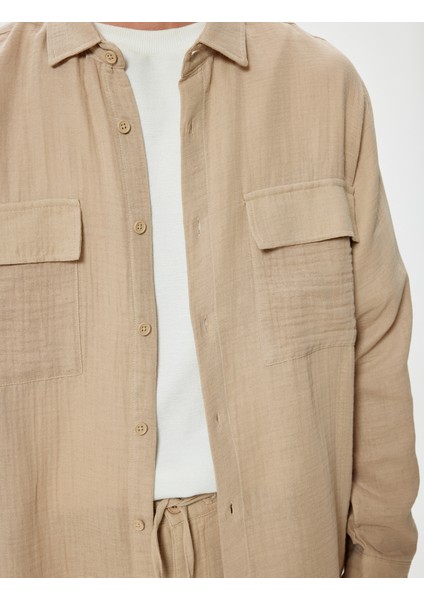 Uzun Kollu Gömlek Müslin Kapaklı Cep Detaylı Pamuklu indirimleri