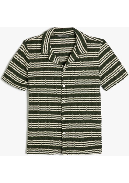 Dokuma Dokulu Gömlek Ceket Kısa Kollu Polo Yaka Düğmeli