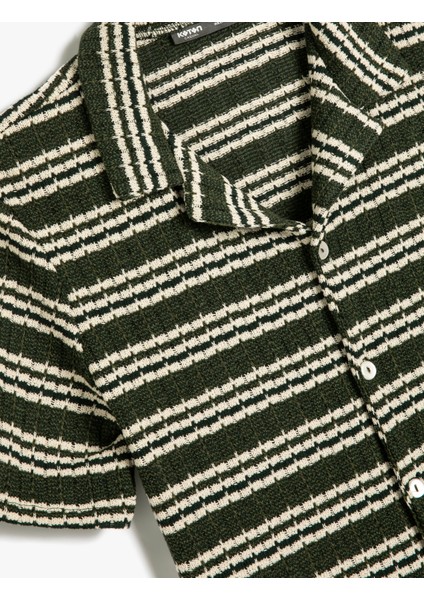 Dokuma Dokulu Gömlek Ceket Kısa Kollu Polo Yaka Düğmeli modelleri