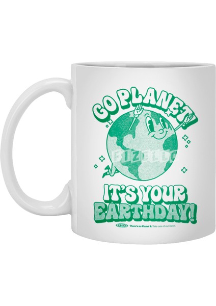 Go Planet It's Your Earth Day Retro Mascot Cute Earth Day Beyaz Kupa