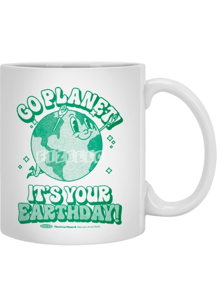 Go Planet It's Your Earth Day Retro Mascot Cute Earth Day Beyaz Kupa