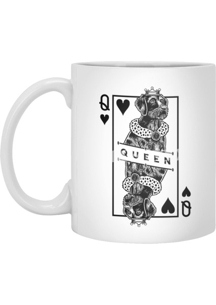 German Wirehaired Pointer Queen Of Hearts Dog Lover Pop Art Beyaz Kupa