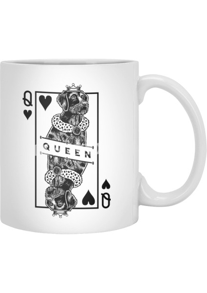 German Wirehaired Pointer Queen Of Hearts Dog Lover Pop Art Beyaz Kupa