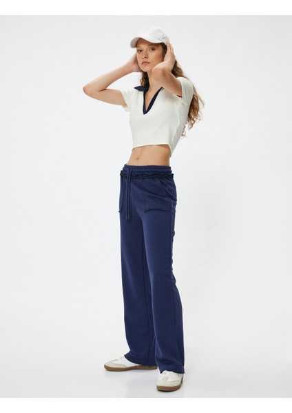 Oversize Eşofman Altı Bol Paça Beli Bağcıklı Fırfır Detaylı Cepli fiyatları