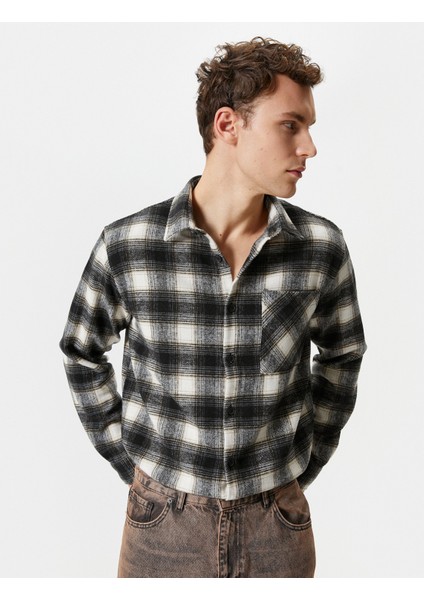 Oduncu Gömleği Cep Detaylı Klasik Yaka Düğmeli Uzun Kollu