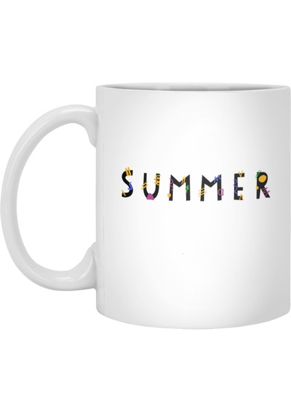 Summer Colourful Lettering Beyaz Kupa