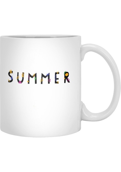 Summer Colourful Lettering Beyaz Kupa