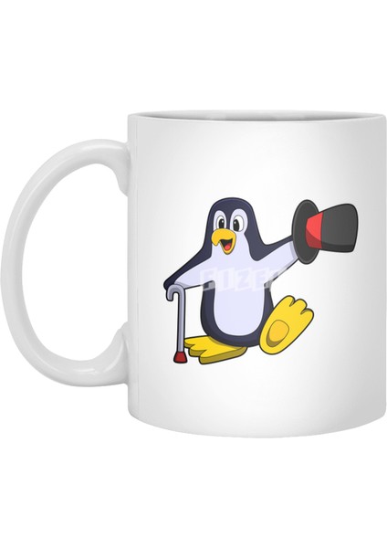 Penguin As Gentleman With Hat & Walking Stick Beyaz Kupa