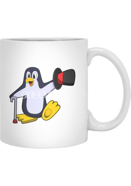 Penguin As Gentleman With Hat & Walking Stick Beyaz Kupa