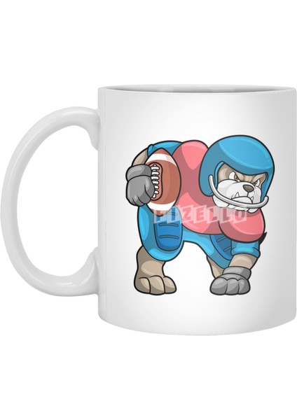 Bulldog At Sports With Football & Helmet Beyaz Kupa