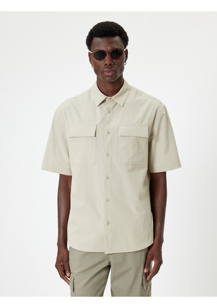 Kısa Kollu Gömlek Cep Detaylı Düğmeli Klasik Yaka modelleri