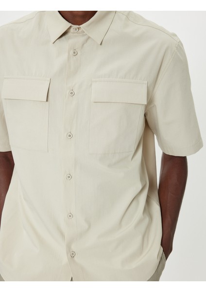 Kısa Kollu Gömlek Cep Detaylı Düğmeli Klasik Yaka indirimleri