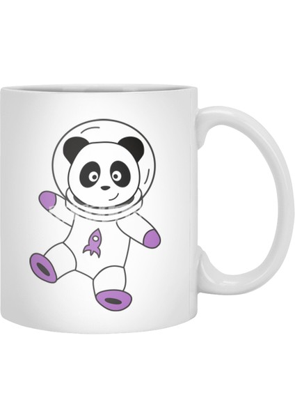 Astronauts Pandas Planet Earth Space Beyaz Kupa