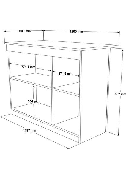 Steel Ada Mutfak Yemek Masası 2 Kapaklı 120CM Beyaz Sl2-W fırsatları