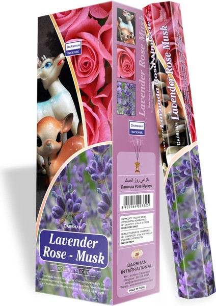 Darshan Triple Lavender Rose Musk Tütsü 1 Box (6 Paket)