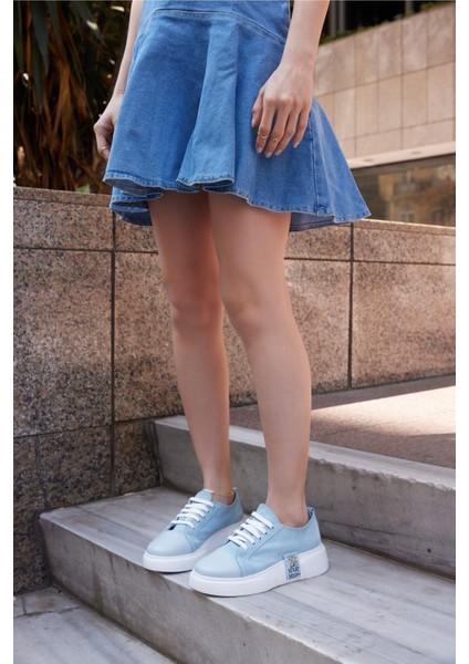 Kadın Deri Sneaker Gri