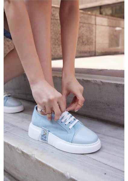 Kadın Deri Sneaker Gri