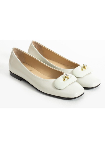 Kadın Hakiki Deri Babet Beyaz modelleri