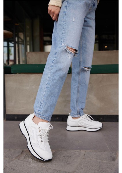 Kadın Beyaz Hakiki Deri Sneaker Spor Ayakkabı fiyatları