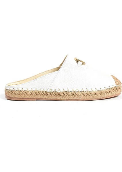 Kadın Hakiki Deri Espadril Terlik Beyaz modelleri
