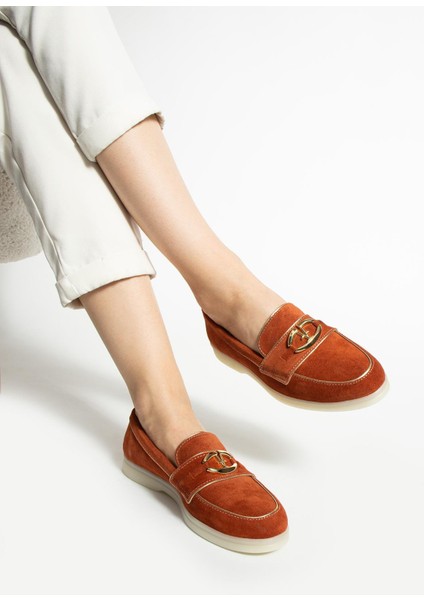 Kadın Hakiki Deri Babet Turuncu