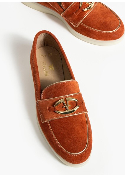 Kadın Hakiki Deri Babet Turuncu fırsatları