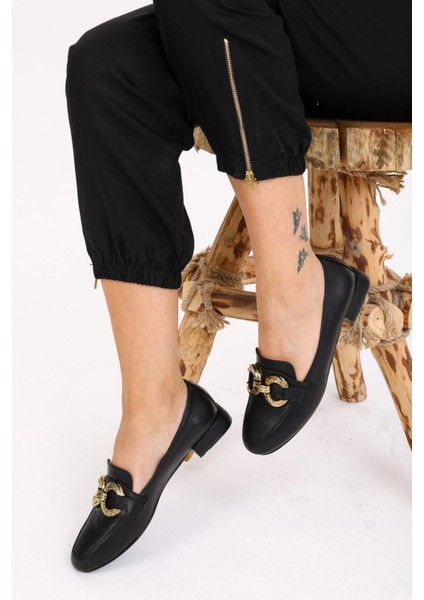 Kadın Deri Loafer Taba